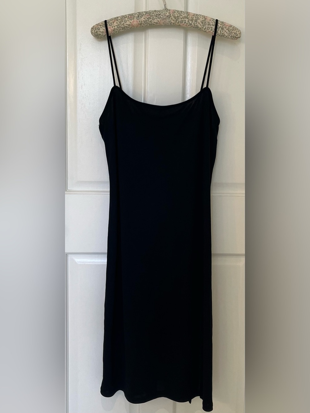 BCBG black jersey slip dress with high slit to the hip. Size L
